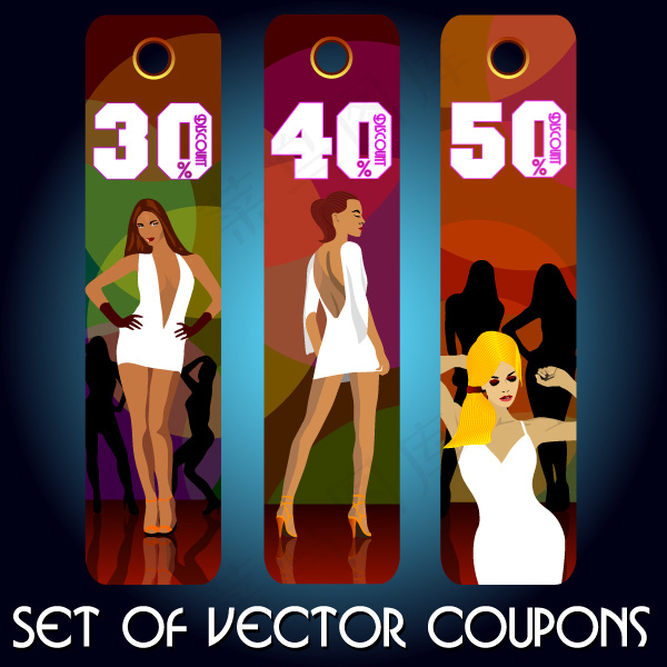 时尚优惠券设计矢量下载