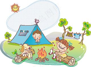 草地上玩火的孩子