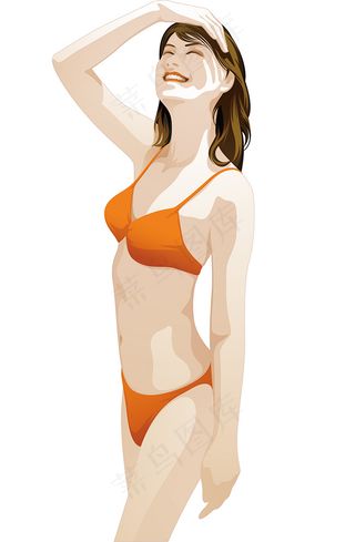 人物矢量素材-泳装女性