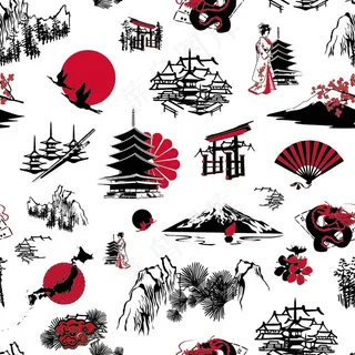 日本文化图案剪影