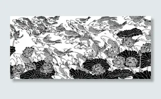 鲤鱼荷花图图片