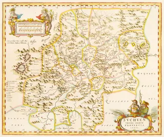 四川省清朝顺治年间地图全图欧式复古...