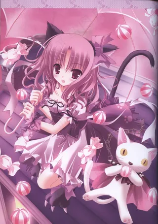 撑伞猫耳动漫少女