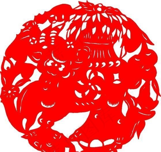 2009年牛年新春吉祥剪纸 牛 民...ai矢量模版下载