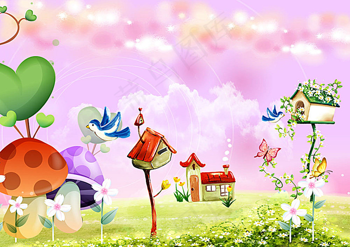 梦中的春天 唯美卡通风景