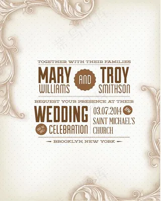 粉色婚礼请柬封面矢量素材