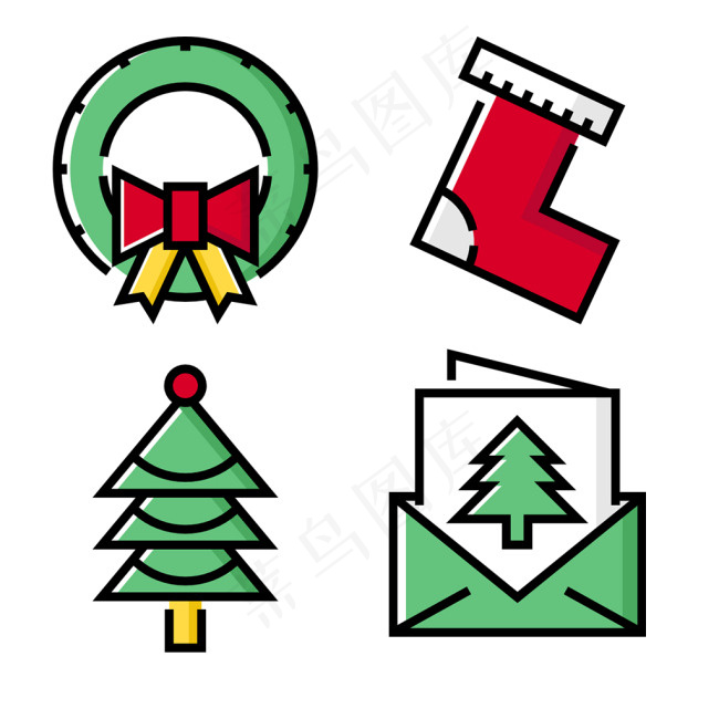 扁平化圣诞icon图标