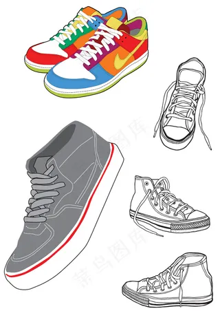 运动鞋和帆布鞋矢量素材
