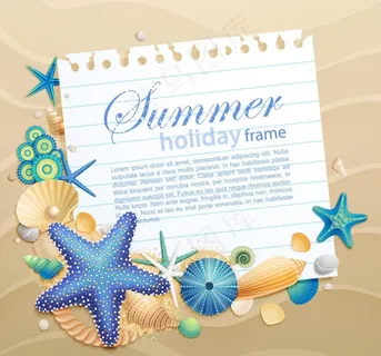 沙滩海洋生物矢量图片