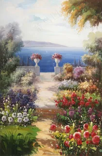 地中海风景油画图片 地中海风景油画图片