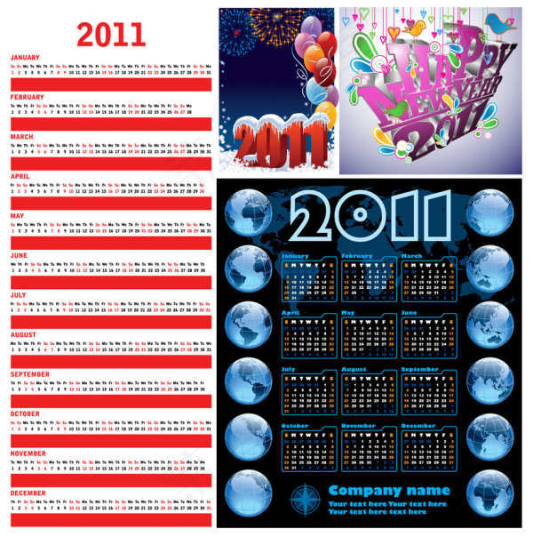 2011年日历模板矢量素材