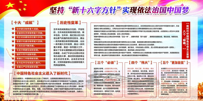 坚持十六字方针实现中国梦宣传展板(7087X3543(DPI:150))psd模版下载
