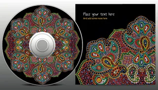 传统花纹光盘包装矢量素材