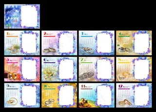 2013年梦幻花卉边框台历PSD素材