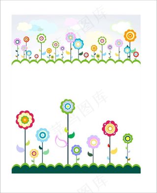 矢量卡通图 卡通花草