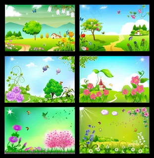 春天卡通风格展板背景PSD源文件