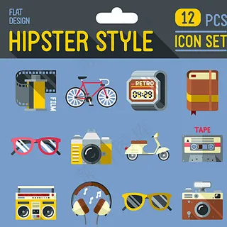 扁平化休闲娱乐图标矢量素材图片