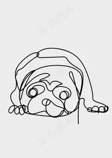 手绘抽象卡通小狗图案