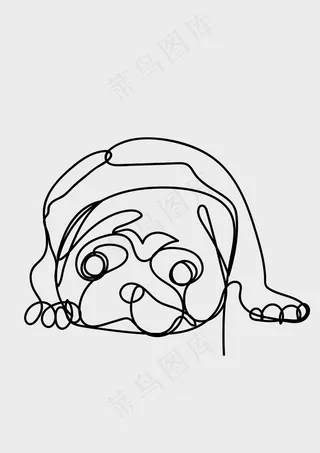 手绘抽象卡通小狗图案