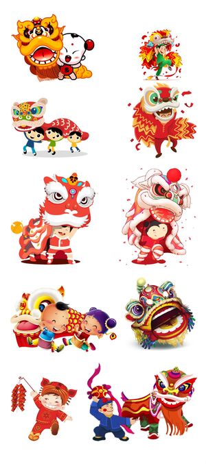 春节年货节舞狮卡通素材