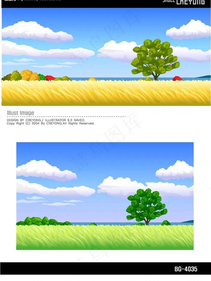 四季矢量风景图片ai矢量模版下载