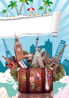 卡通手绘国庆节假日旅游背景 卡通手绘国庆节假日旅游背景