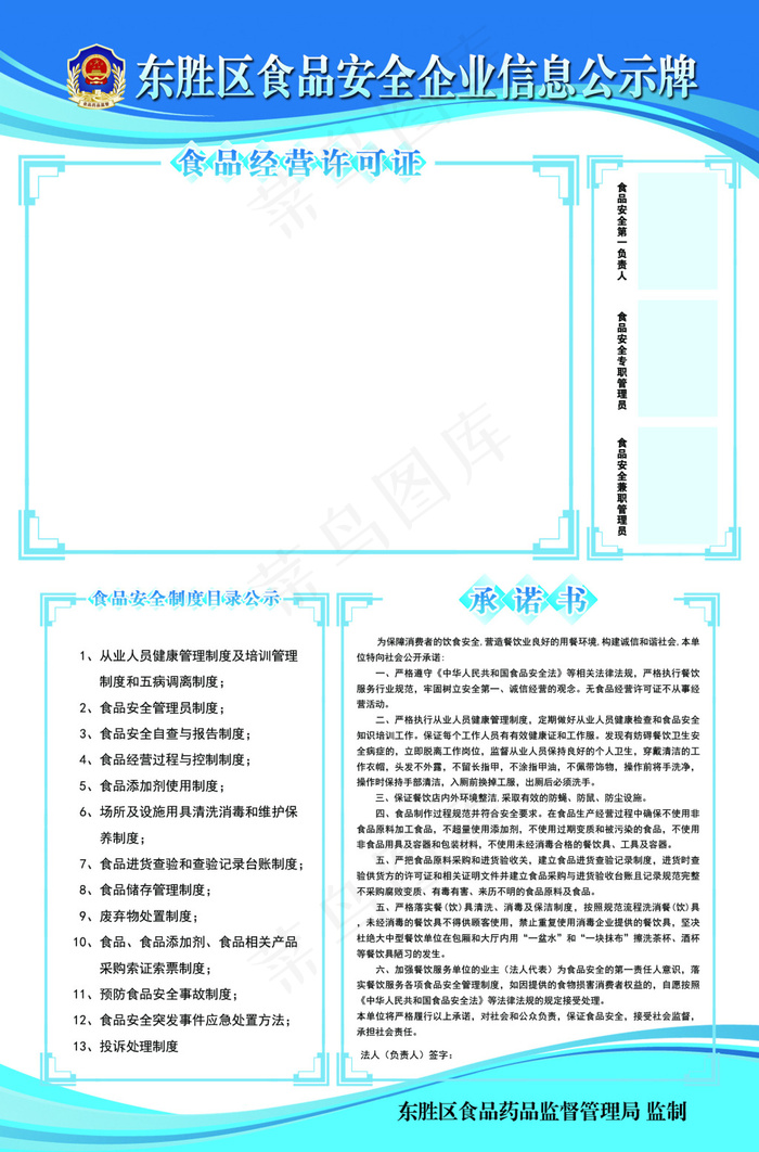 东胜区食品安全企业信息公示牌psd模版下载