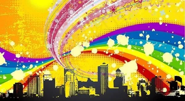 有趣的城市建筑潮流插画矢量素材