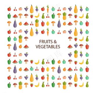 清新水果与蔬菜背景矢量图图片