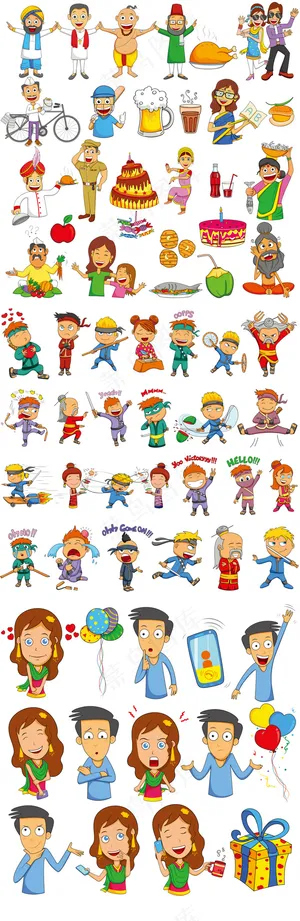 多款卡通动漫人物食品矢量素材