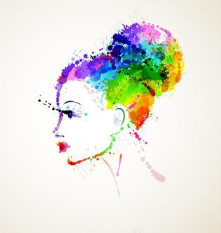 水墨美女花纹头像图片