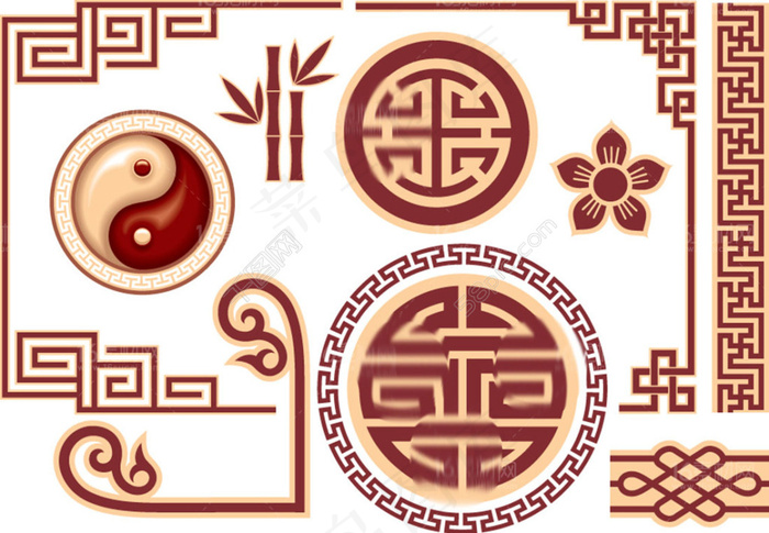 太极精美中国风花纹底纹元素矢量素材eps,ai矢量模版下载