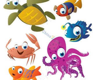 卡通海底生物矢量素材