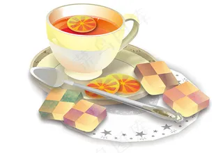 卡通高茶点心矢量素材