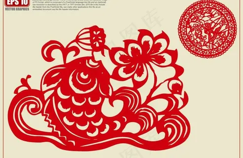 鲤鱼剪纸图片 鲤鱼剪纸图片