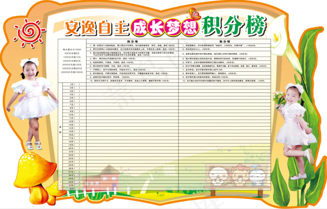 儿童成长梦想积分榜cdr矢量模版下载