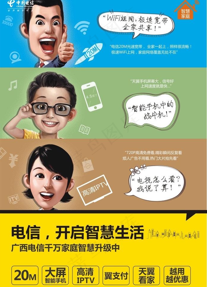 中国电信图片cdr矢量模版下载