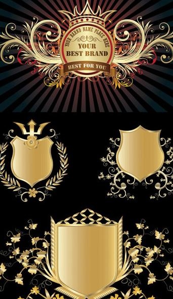 几款金色盾牌徽章矢量素材