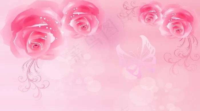 粉色玫瑰移门图案图片psd模版下载