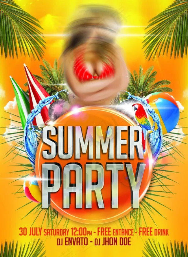 欧美夏季派对狂欢海报(2475X3375(DPI:300))psd模版下载