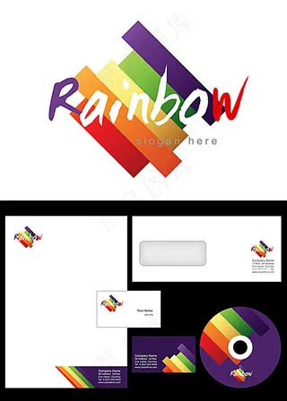 彩色斜条logo设计