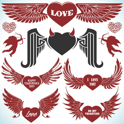 飞翔的心形LOGO设计矢量素材