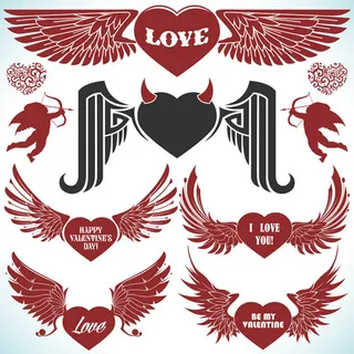 飞翔的心形LOGO设计矢量素材