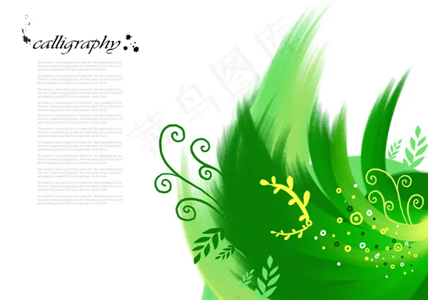 植物墨迹图案psd模版下载