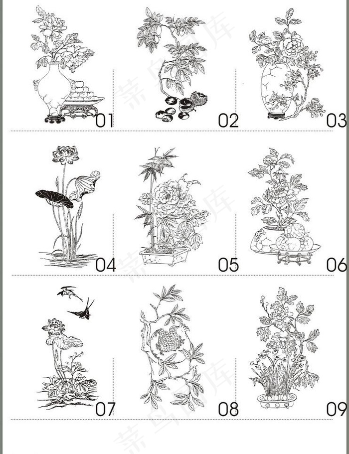 很经典的中国传统花图片cdr矢量模版下载