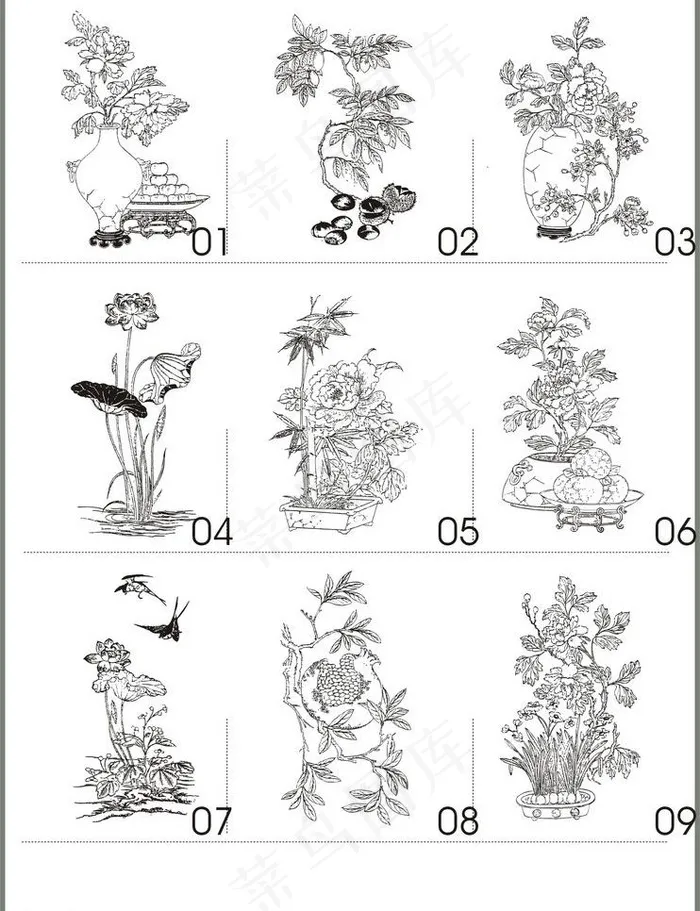 很经典的中国传统花图片cdr矢量模版下载