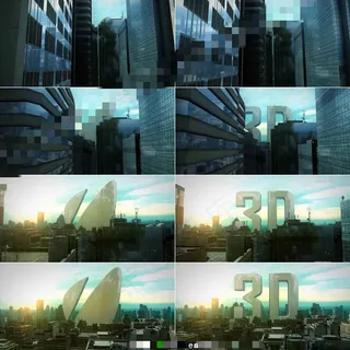 在高楼大厦间赫然屹立的震撼标志AE模板