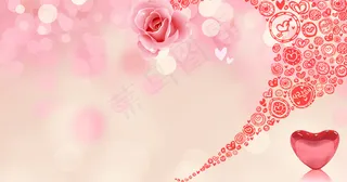 浪漫桃心玫瑰花背景图