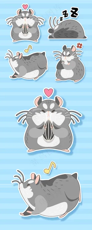 可爱肥美的小老鼠创意手绘设计元素