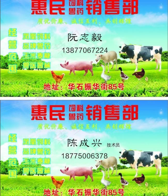饲料名片 兽药名片 卡片图片